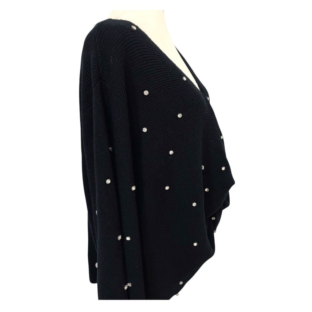 INC Diamond Embellished Twist-Front Black Sweater V-Neck Pullover 2X - Picture 6 of 9